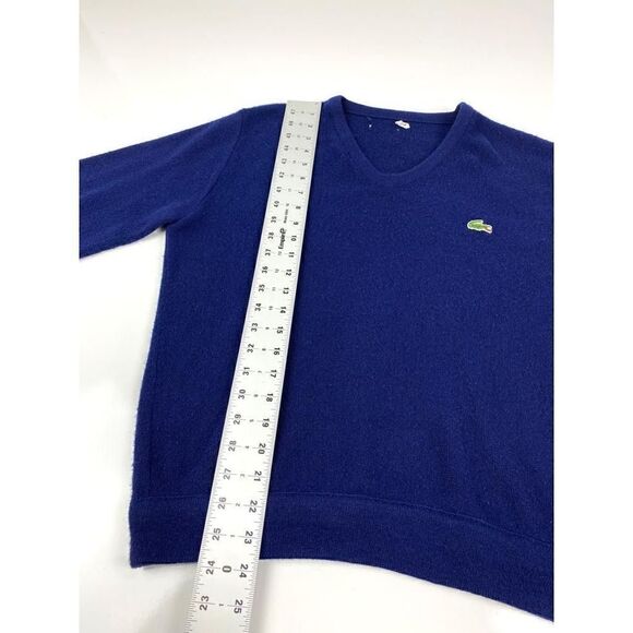 Vintage Izod Lacoste V-Neck Pullover Sweater Mens Medium Navy Blue Casual AT0295 - Picture 7 of 8